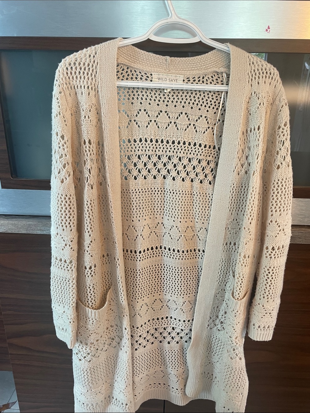 Cream Open Knit Cardigan Sweater